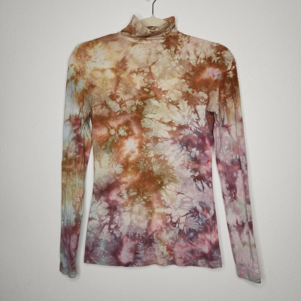 Y2k Cuddl Duds Custom Ice Tie Dye Turtleneck Long Sleeve Boho Whimsy Hippie
